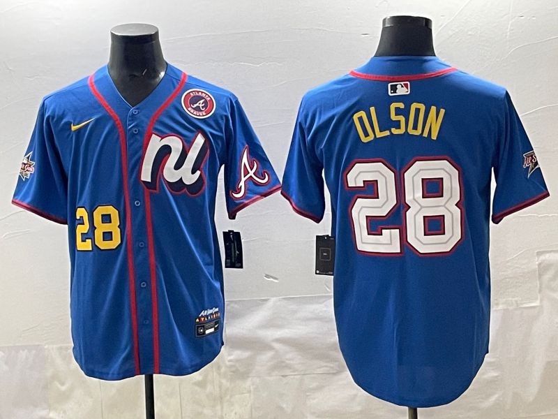 Men 2025 Atlanta Braves #28 Olson Blue All star Nike MLB Jersey style 02